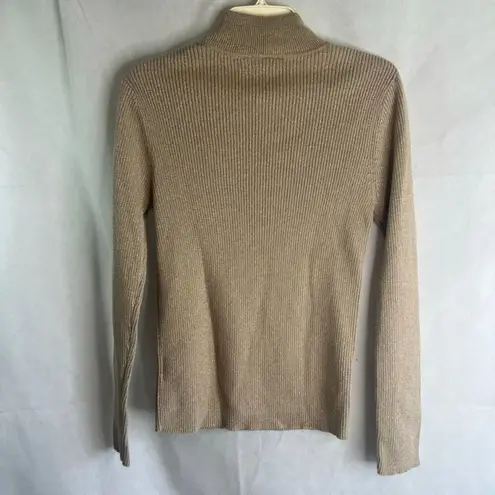 Croft & Barrow  Mock Neck Long Sleeve‎ Metallic Gold Turtleneck Sweater Size LG - Image 2