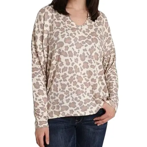 NWOT Blis Women’s Beige Pink Leopard Animal Print Long Sleeve Top Size XL Tan