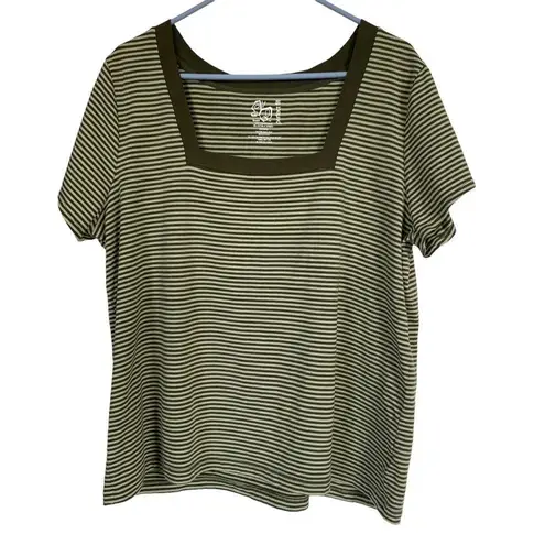 Fashion Bug women’s 22/24W light and dark green striped short sleeves shirt top