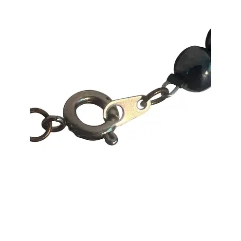 Vintage Fossil Coral Pendant Necklace Hematite Smoky Quartz Beads Estate 18" Gray