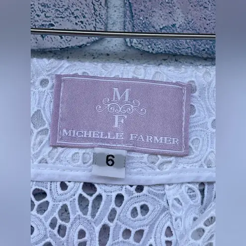 MICHELLE FARMER COLLABORATE LACE WIDE LEG PANTS SIZE 6 White