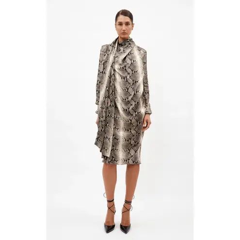 KHAITE Shaz Natural Python Print Dress Asymmetrical Cowl Neck 6