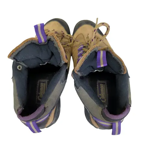Coleman Zanie Womens Hiking Boots Gorpcore Work Size 8 Leather Brown Lace Up
