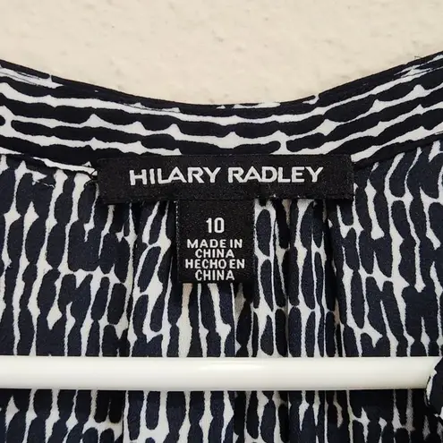 Hilary Radley Sleeveless Split Neck Sheer Tunic Dress Button Front Black Sz 10