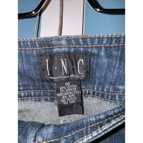 Vtg Y2K INC International Concepts Denim Floral Embellished Jeans Sz 10 Relaxed Blue