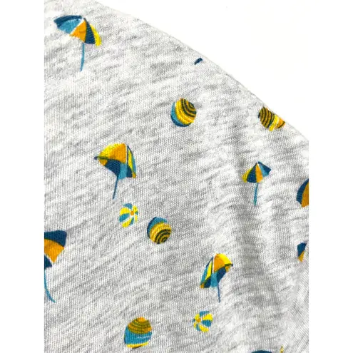 Loft  Vintage Soft V Neck Shirt L Beach Umbrella Balls Vacation Summer Nautical