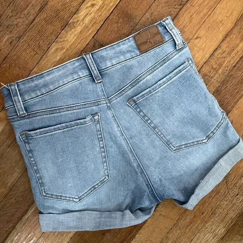 Aero high rise midi light wash ripped denim jean shorts pockets cotton comfort Blue Size 4