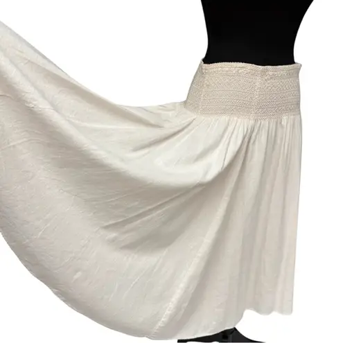 Soft Surroundings Blush Pink Smocked Waist Midi Skirt Size Small, Fully Lined