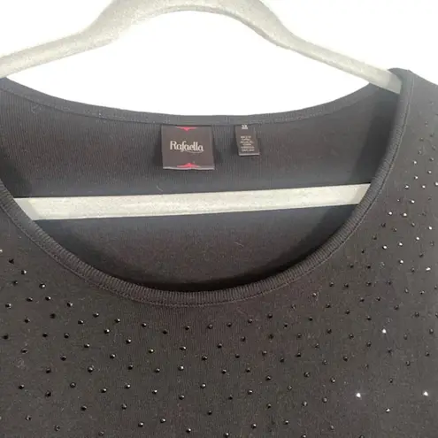 Rafaella Black Jeweled Beaded Long Sleeve Formal Knit Sweater Women Sz 3X