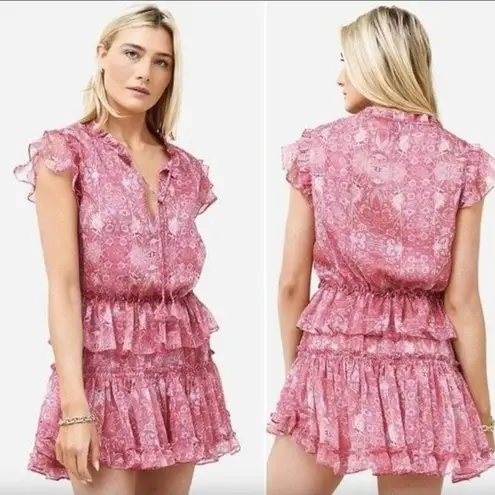 MISA Los Angeles ✨SALE Washed Rose Pink Danae Floral Blouson Mini Dress Sz XS