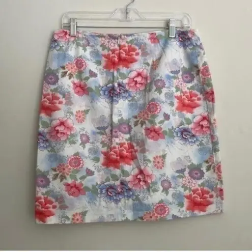 Carolina Blues Stretch Floral Pastel Skirt Unlined Preppy Girly Retro White Size 12