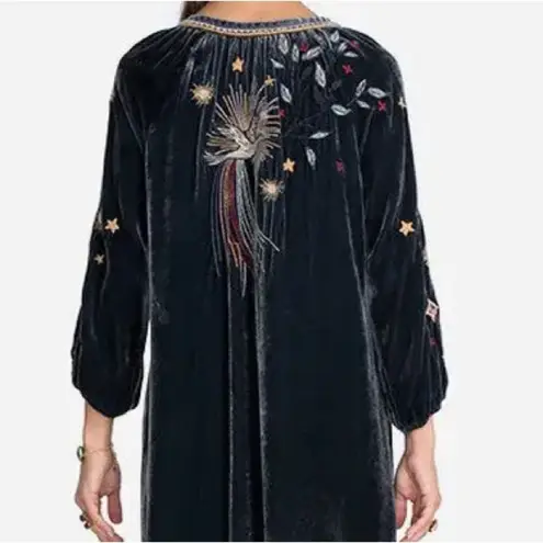 Johnny Was embroidered Selah Velvet Puff Sleeve Raglan Dress NWT RARE