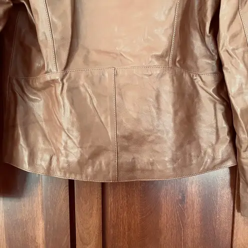 Frame Leather Jacket Snap Front Brown Size Small