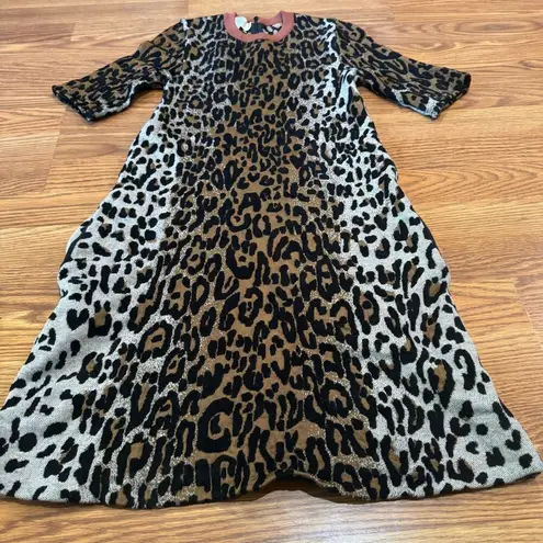 Stella McCartney wool blend Short-Sleeve Leopard-Print Shift Dress EU 40/US S