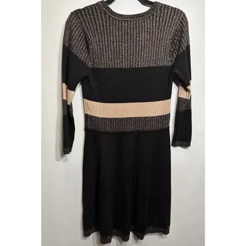 Eliza J Sweater Dress Color Block Long Sleeve Women's Size Large Shimmer Holiday