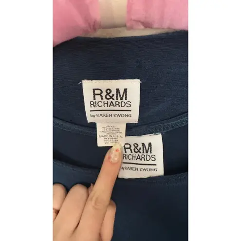 R & M Richards 2 Piece Set Midi Dress + Duster Jacket Acetate Teal Blue Green