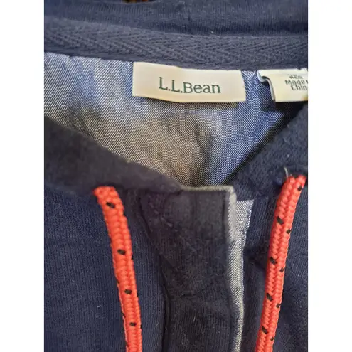 L.L. Bean Red and Blue Striped Hoodie Long Sleeve Tee‎ Size Large