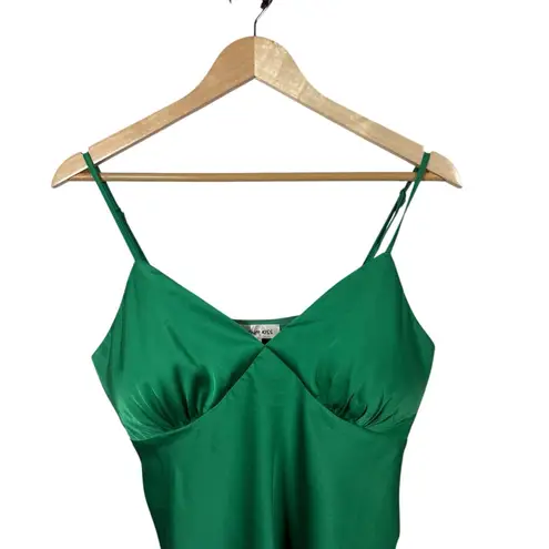 French Kiss Y2K Women’s Satin Babydoll Cami Blouse in Green Size L