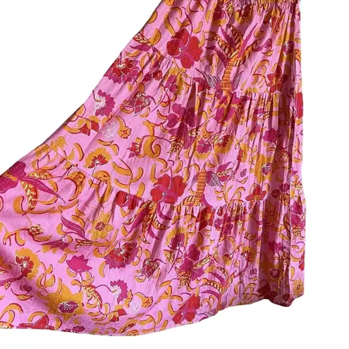 Derek Lam 10 Crosby Dress Small Floral Off The Shoulder Long Pink Orange Red