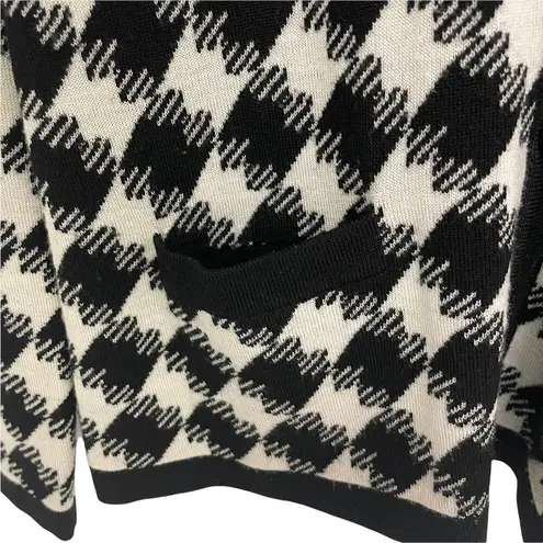 Pendleton Petite 100% Merino Wool Cardigan Buttons Pockets Houndstooth Medium