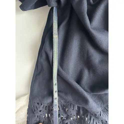 Susana Monaco Navy Wool Blend A Line Lattice Hem Dress by , Sz 4 (b48)