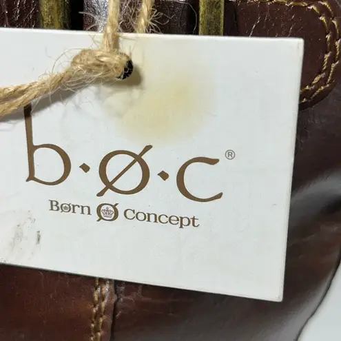 BORN VIRGINIA WOMANS TALL RIDING BOOT WIDE CALF W/BUCKLES SZ 7M VEGAN BROWN NEW