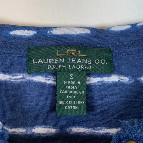 LRL Lauren Jeans Blue Stripe Tie Shirt Size Small EUC #VEG