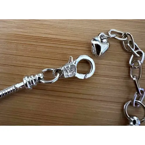 St Patricks Day Four Leaf Clover Bracelet New Beaded Charms Heart Dangle… Silver