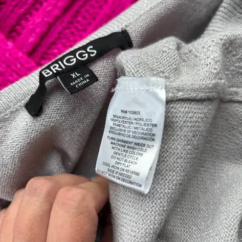 Briggs New York Light Gray Pearl Embellished Sweater