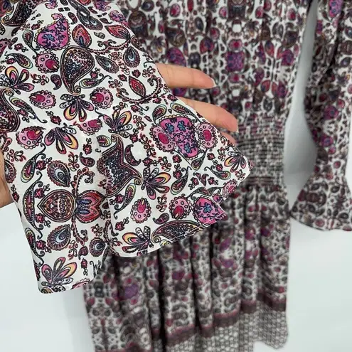 Shoshanna "Alina" Women’s 100% Silk White/Multi Paisley Blouson Dress Sz 8