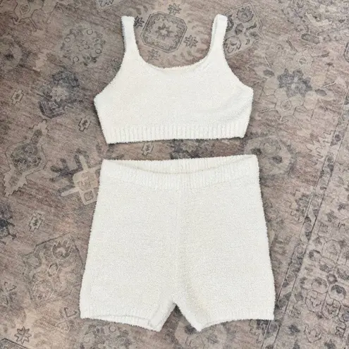 Colsie Ribbed Trim Fuzzy Matching Set Cropped Tank Shorts Target Lounge Large White