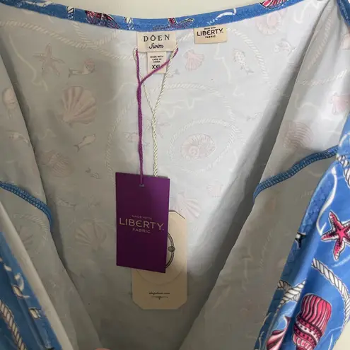 New Doen Marbella maillotone piece swimsuit blue shell liberty Solent shores XXL