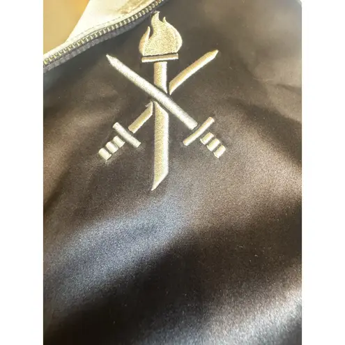 Opening Ceremony Satin Reversible Bomber Jacket Black Ivory Embroidered Logo XL