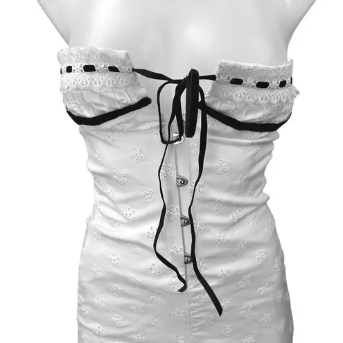 With Jean NEW Sabrin White Embroidery Strapless Sleeveless Mini Corset Dress XXS