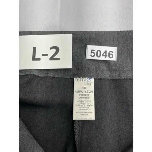 Terra & Sky Womans Bus/casual Stretch Pants 1 X 16w-18w Gray Pullon Pockets