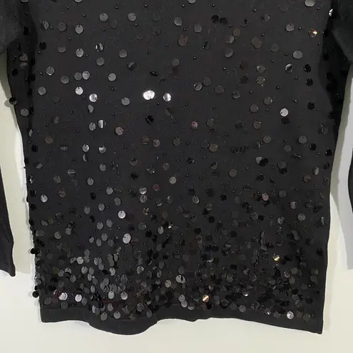 Rodier Women's Black Sequins Disc Quarter Sleeve Blouse