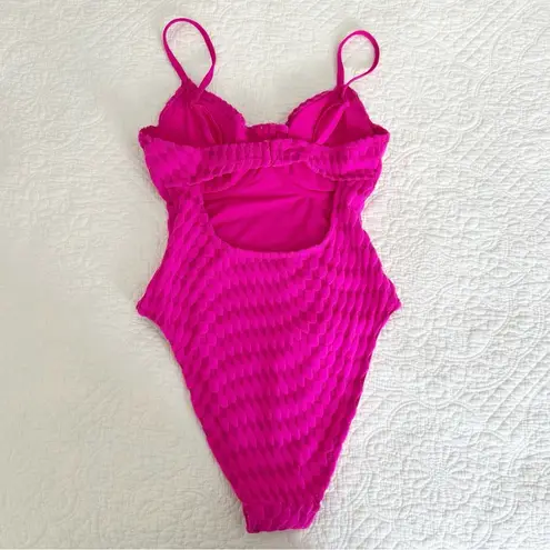 Good American  Jacquard Show Off One-Piece Pink Swimsuit Size 1 Small S NWOT