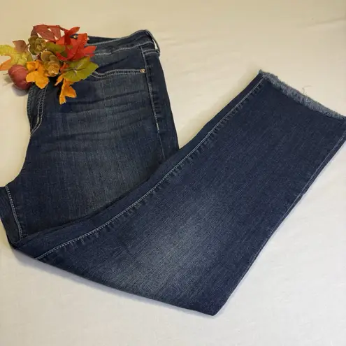 Seven7 Women's Dark Wash Straight Leg Mid Rise Raw Hem Size 10