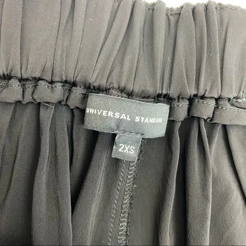 Universal Standard Cropped Silky Satin Straight Wide Leg Side Zip Pants: Black