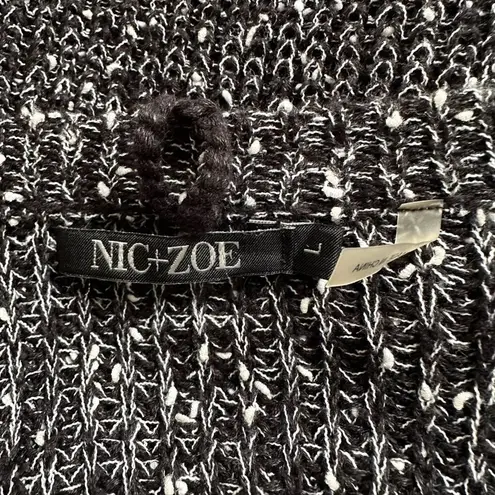 Nic+Zoe Grey Marled Linen V Neck Sweater Oversized Large Preppy Minimalist
