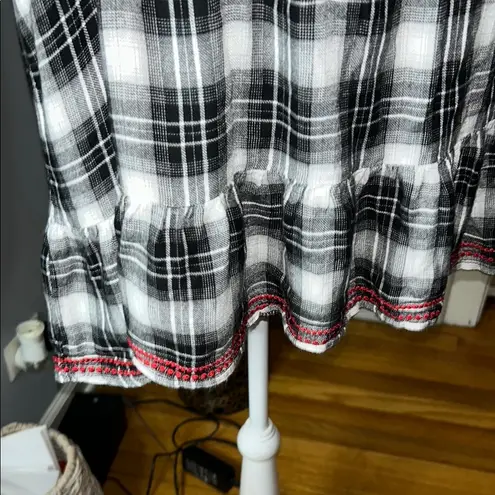 Fever Black and White Ruffled 3/4 Sleeve Blouse Size XL