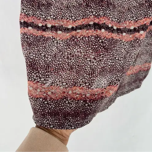 Dalia Printed Chiffon Beaded Scoop Neck Sleeveless Top Size M Brown Size M - Image 5