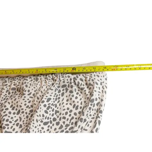 Cream & Gray Animal Print Strapless Romper with Drawstring Waist