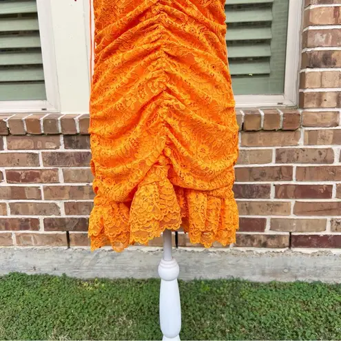 For Love & Lemons  Bright Orange Jamie  Lace Dress
