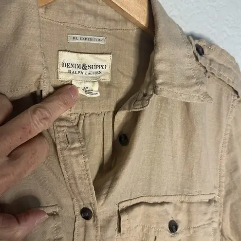 Vintage RL Denim & Supply Tan Expedition Safari Button Up Shirt Neutral Vacation