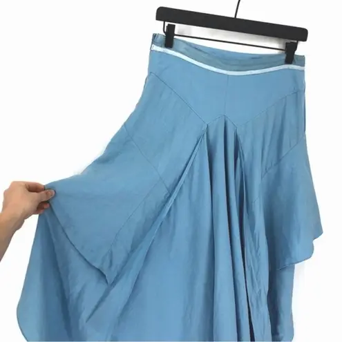 Balenciaga Linen Handkerchief High-Low Linen Skirt Light Blue 40 *Authentic