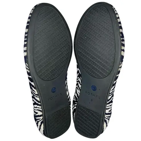 Rothy's The Almond Loafer Zebra Print Navy Blue & White Loafers Flats Shoes 8