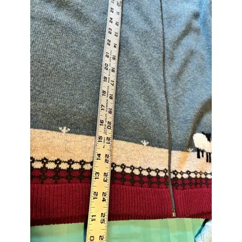 Woolrich Sweater Vest Womens L Blue Lambswool Full Zip Grazing Sheep Cottagecore