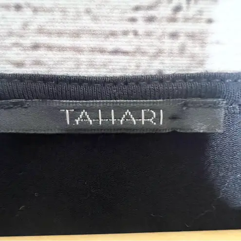 Tahari Black Short Sleeve Surplice V Neck Faux Wrap Drape Top Size Small