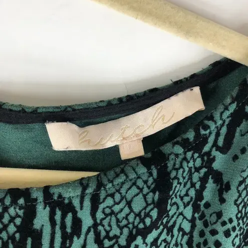 Hutch Womens Tunic Shirt Blouse Animal Print Crew Neck 3/4 Sleeve Green L